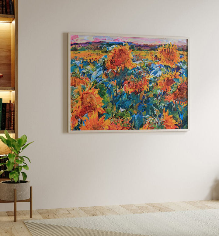 Bright and colorful FIELD OF SUNFLOWERS, FLORAL FLOWER PAINTINGS, perfect for transforming your living space.