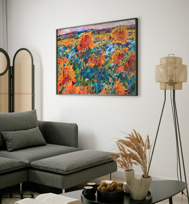 Vibrant FIELD OF SUNFLOWERS, FLORAL FLOWER PAINTINGS bringing color and life to your space. Perfect wall art choice!