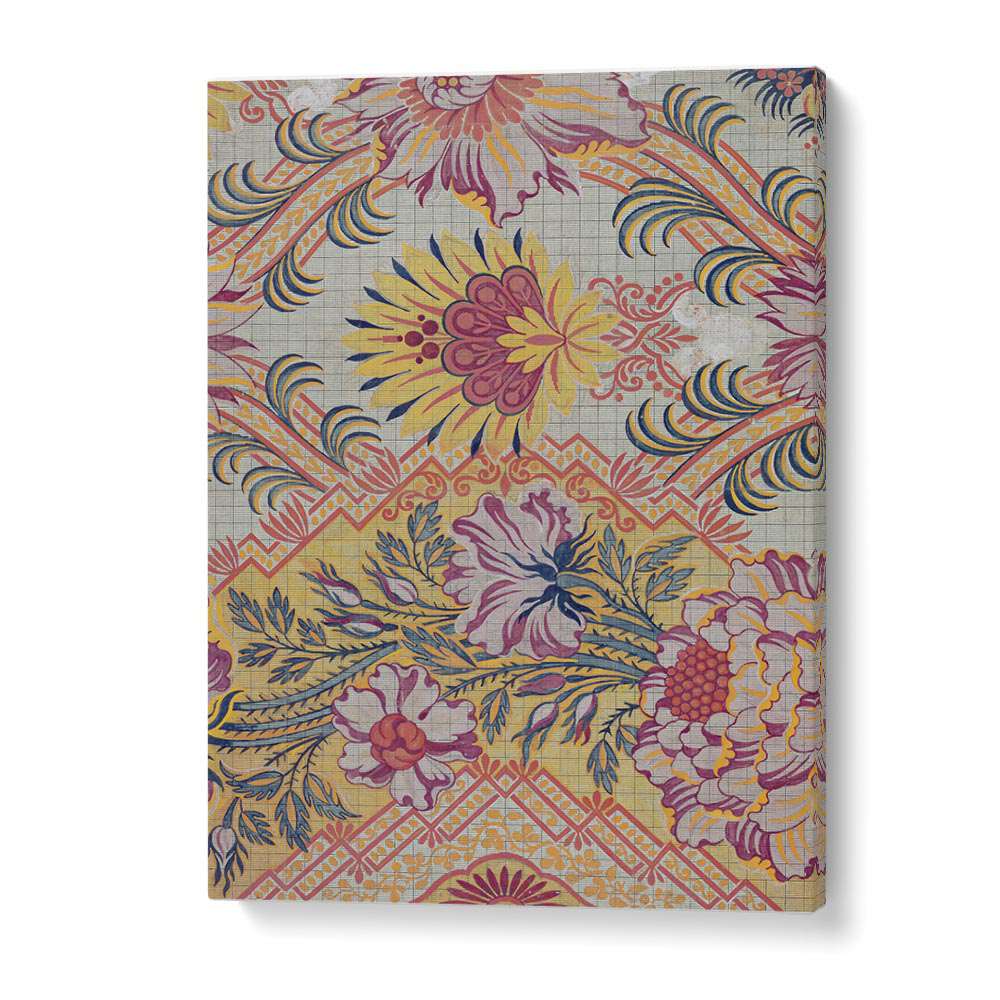 Fiery Floral I Botanical Flower Paintings Artwork in Gallery Wrap