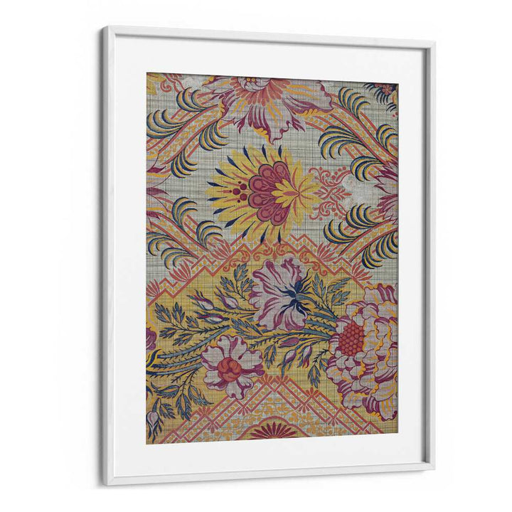 Fiery Floral I  Botanical Flower Paintings Paintings Artwork  in White frame With Mount