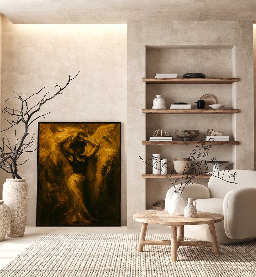 FIGURE IN THE INFERNO , EXPRESSIONISM PAINTINGS