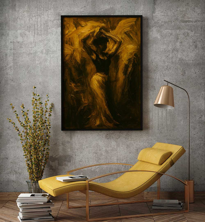 FIGURE IN THE INFERNO , EXPRESSIONISM PAINTINGS