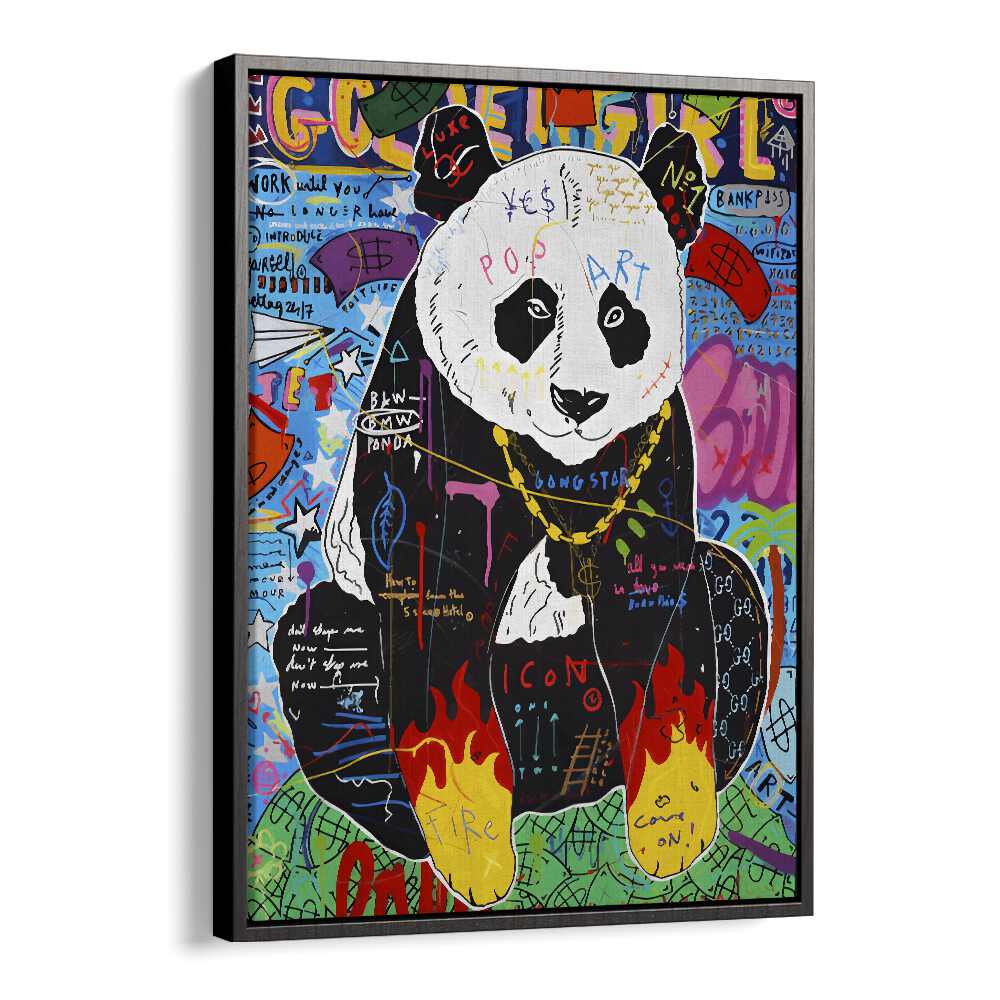 Fire Panda Pop Artwork in Black Floater Frame