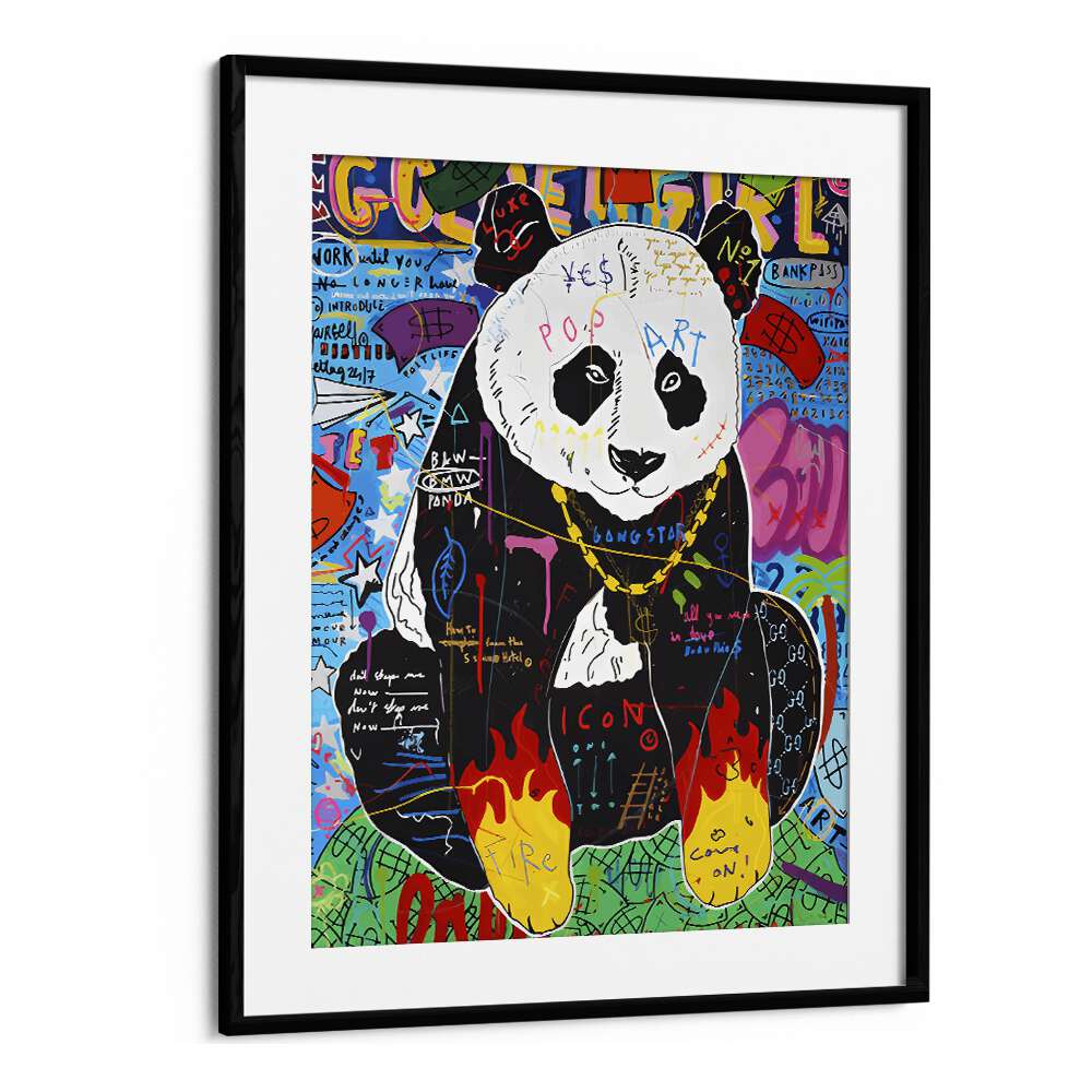 Fire Panda Pop Artwork in Black Frame With Mount