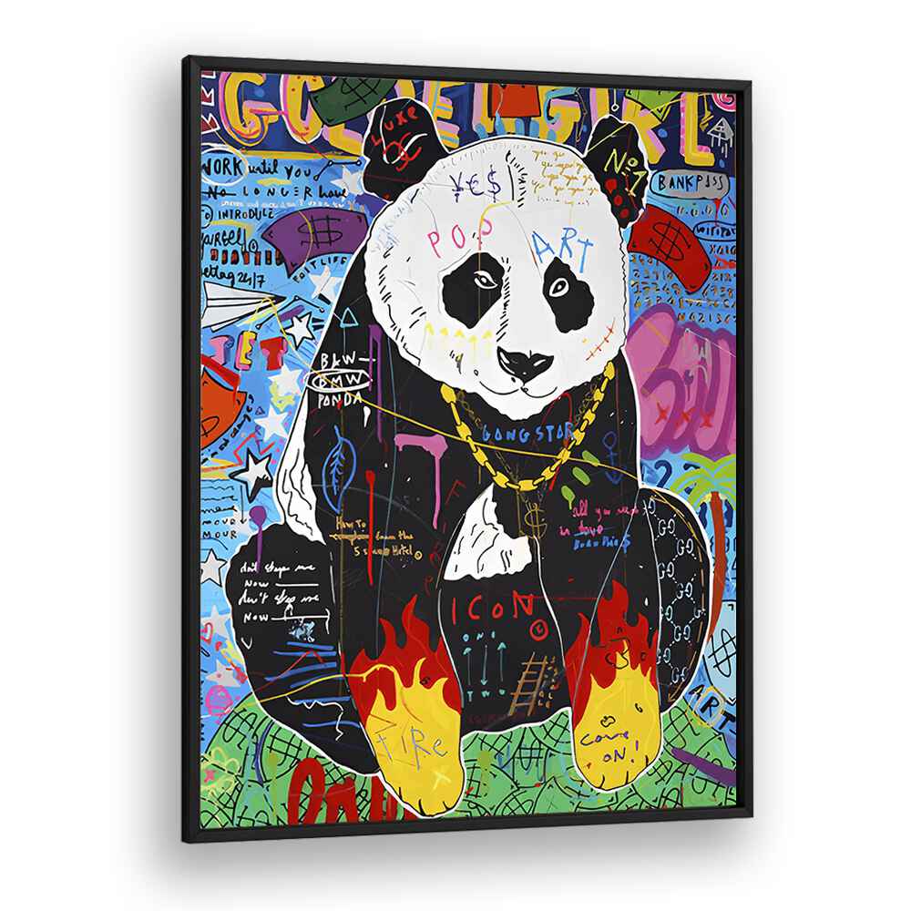 Fire Panda Pop Artwork in Black Plain Frame