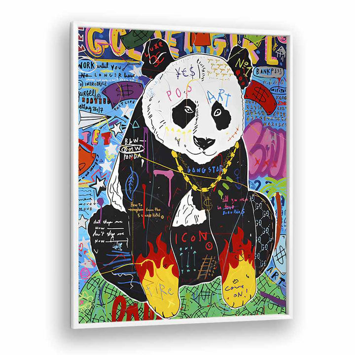 Fire Panda Pop Artwork in White Plain Frame