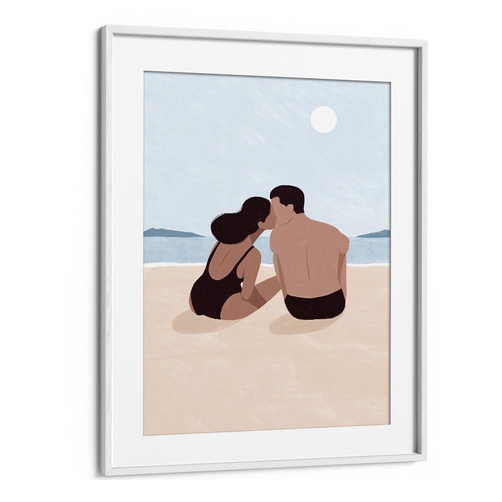 First Kiss, Maja Tomjanovic Art Artwork in White Frame With Mount