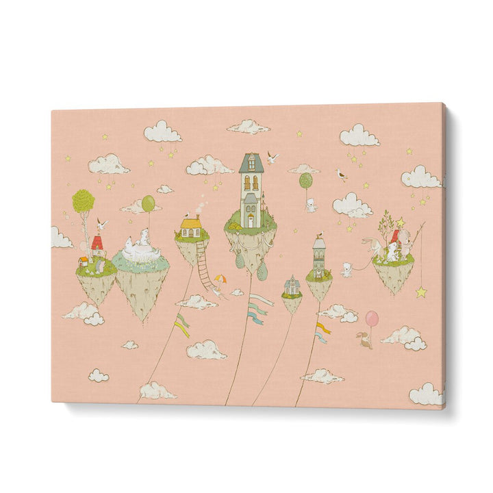 Floating Islands Peachy Kids Art Artwork in Gallery Wrap
