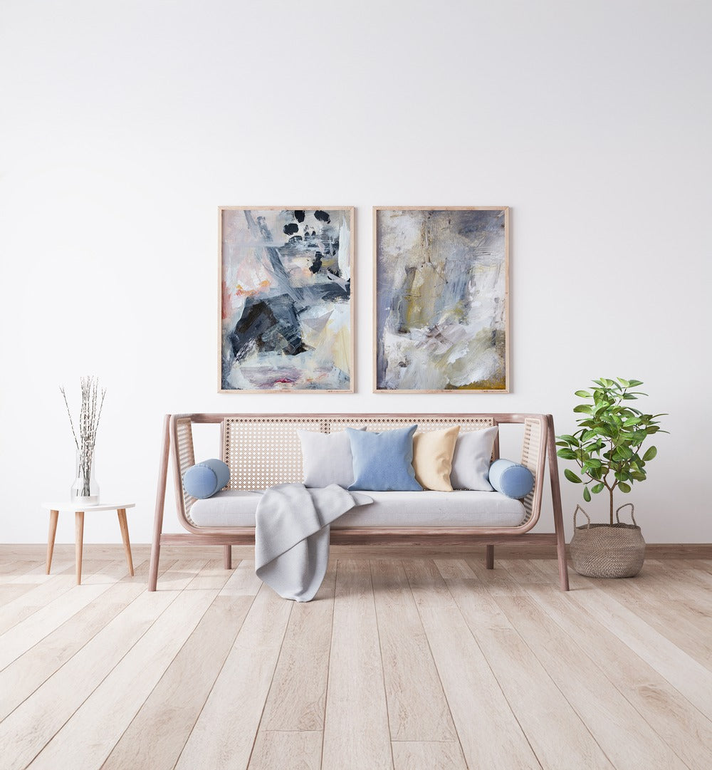 FLOATING LAYERS SET , SET OF 2 PAINTINGS