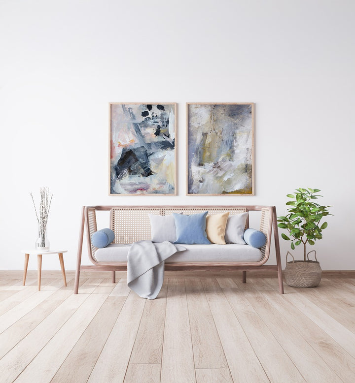 FLOATING LAYERS SET , SET OF 2 PAINTINGS