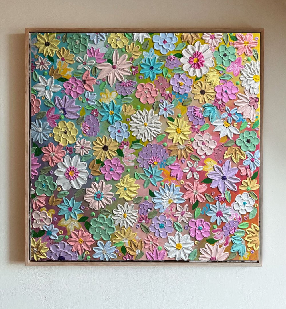Flora Handmade Artwork with Textured Colorful Flowers – Asianmonk