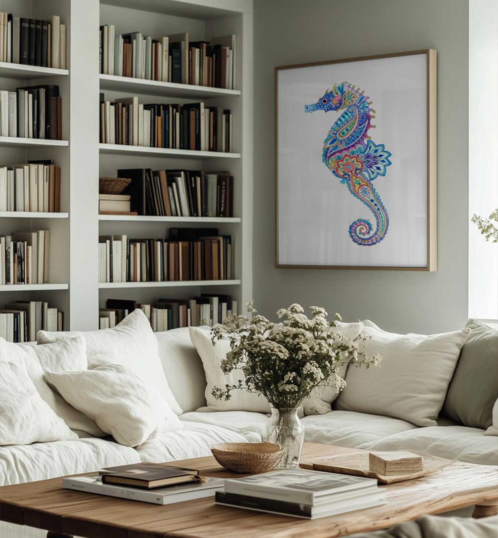 FLORAL SEAHORSE DREAM , BEACH PAINTINGS