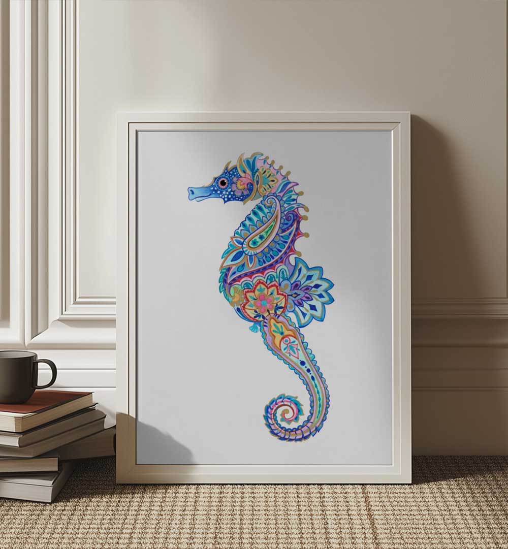 FLORAL SEAHORSE DREAM , BEACH PAINTINGS
