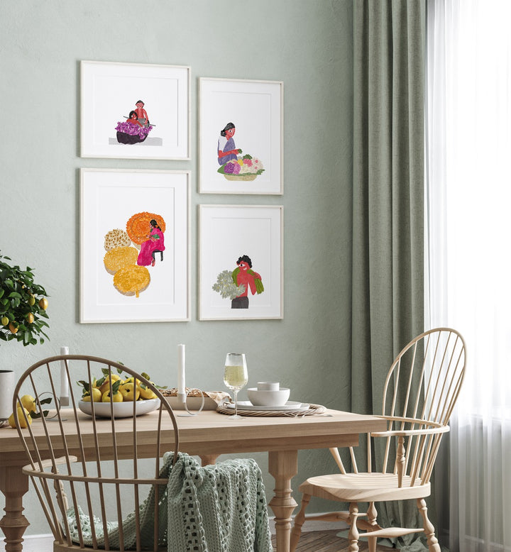 Curated FLORAL STORIES GALLERY WALL showcasing vibrant prints, perfect for enhancing GALLERY WALLS in any space.