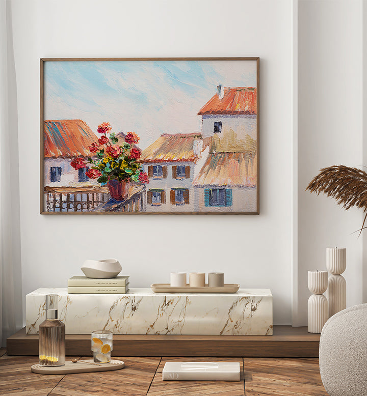 FLORAL TERRACE , VINTAGE EUROPEAN PAINTINGS