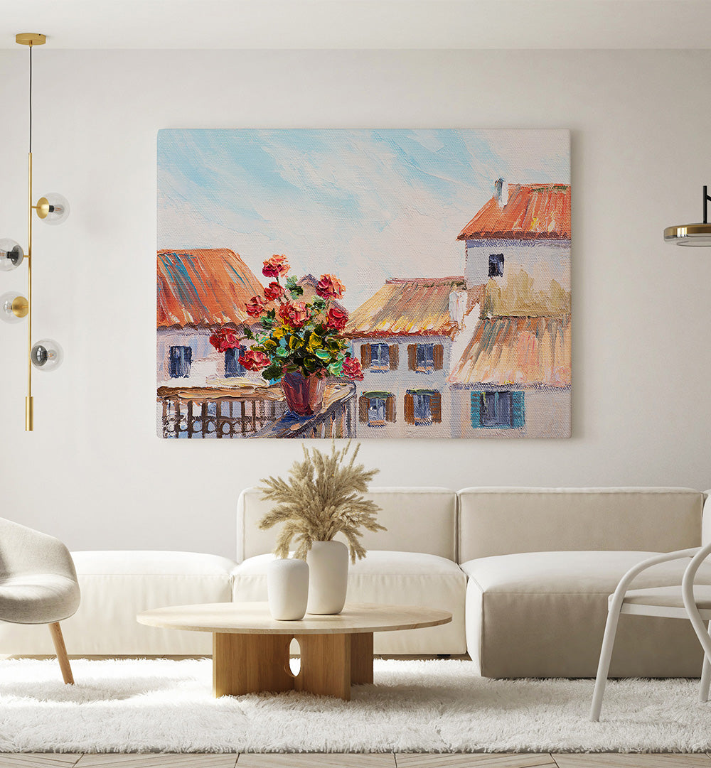 FLORAL TERRACE , VINTAGE EUROPEAN PAINTINGS