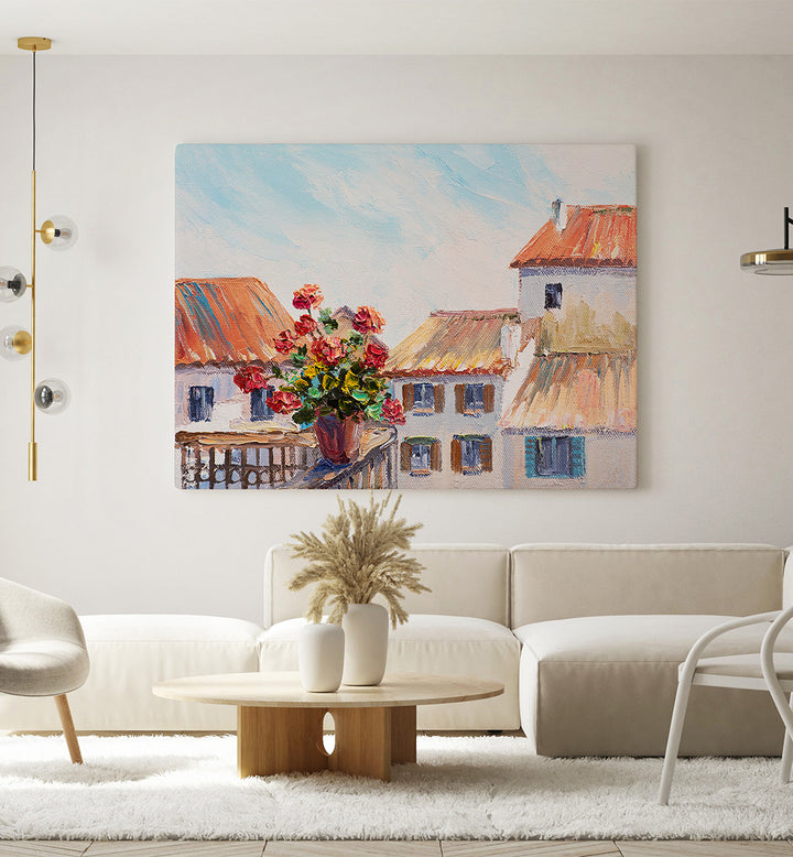 FLORAL TERRACE , VINTAGE EUROPEAN PAINTINGS