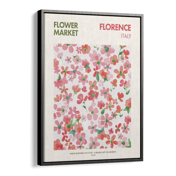 Florence Flower Market  Botanical Flower Paintings Artwork  in Black Floater Frame