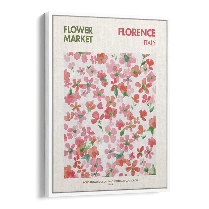 Florence Flower Market  Botanical Flower Paintings Artwork  in White Floater Frame