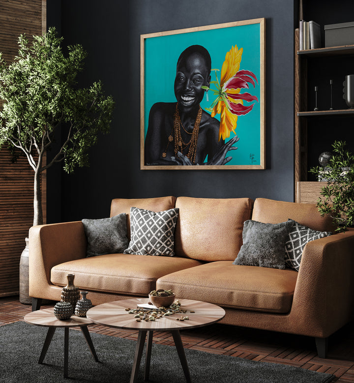 Flores Do Carnaval By Christian Beijer , African Art Artwork Placed on a wall In A Living Room 