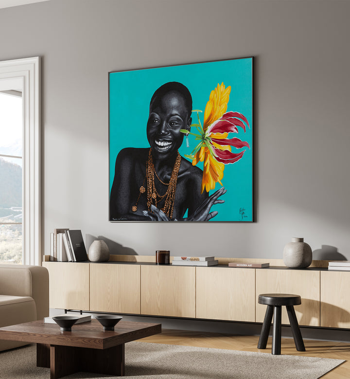 Flores Do Carnaval By Christian Beijer , African Art Artwork Placed on a wall In A Living Room 