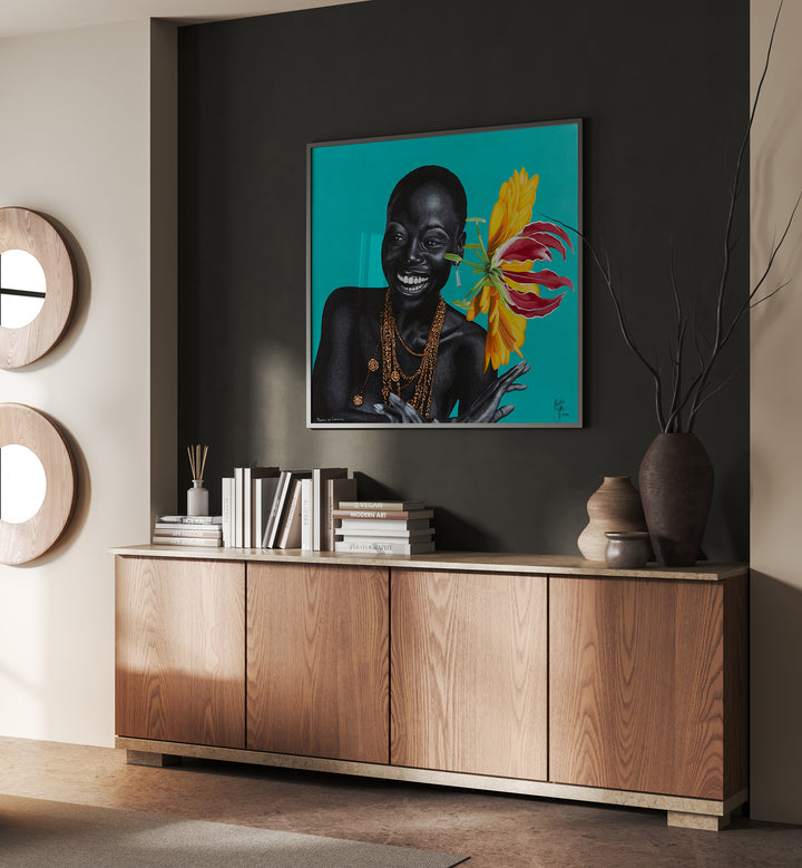 Flores Do Carnaval By Christian Beijer , African Art Artwork Placed on a wall In A Living Room 