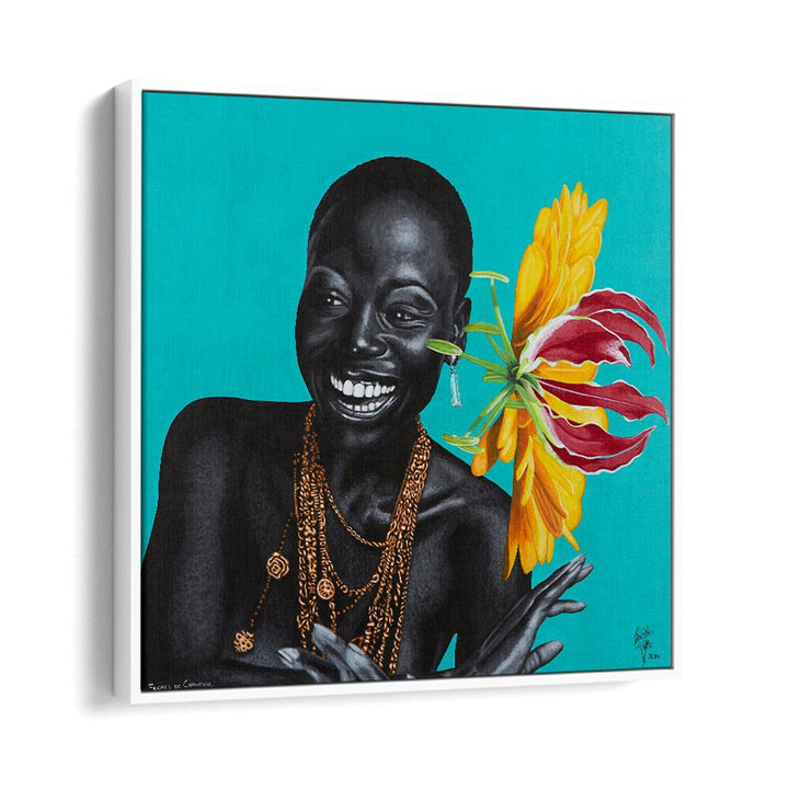 Flores Do Carnaval By Christian Beijer , African Art in White floater Frame  
