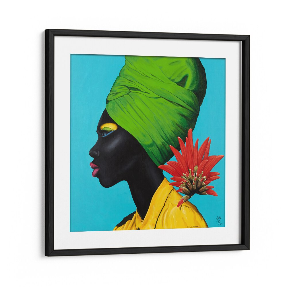 Flower Power By Christian Beijer African Art in Black Frame With Mount