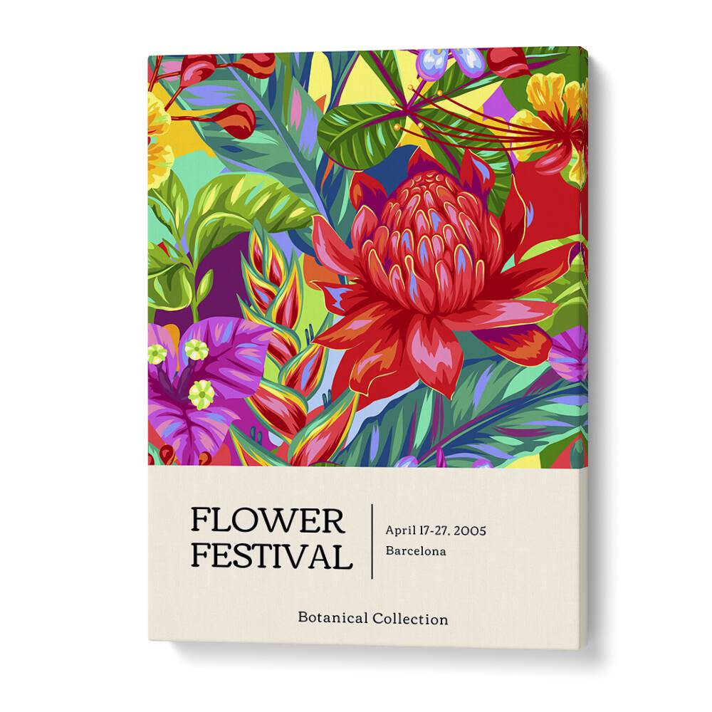 Flower Festival  Botanical Flower Paintings Artwork in Gallery Wrap