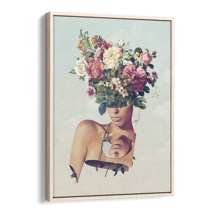 Flower Ism Surreal Art Artwork in Oak Wood Floater Frame