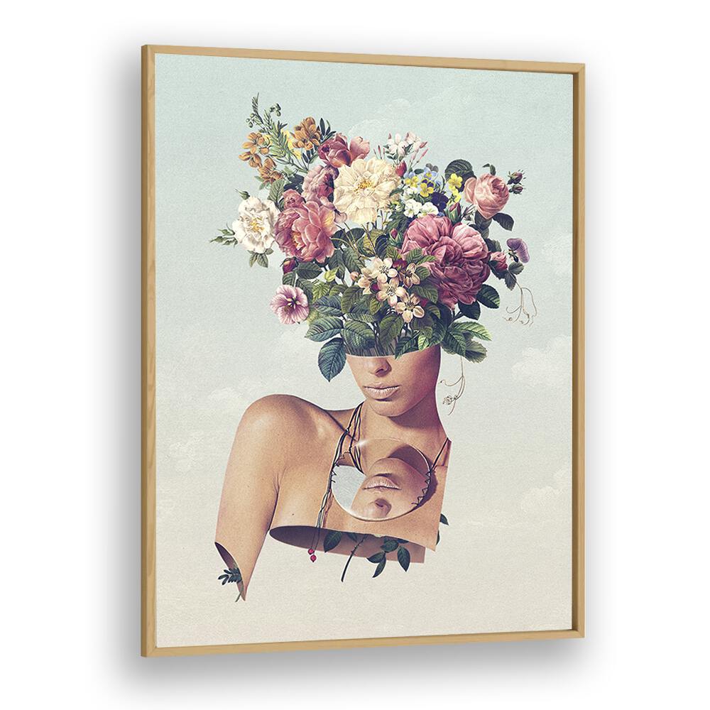 Flower Ism Surreal Art Artwork in Oak Wood Plain Frame