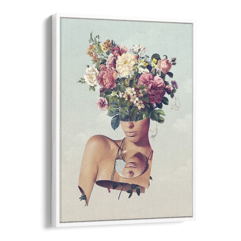 Flower Ism Surreal art painting Artwork in White Floater Frame