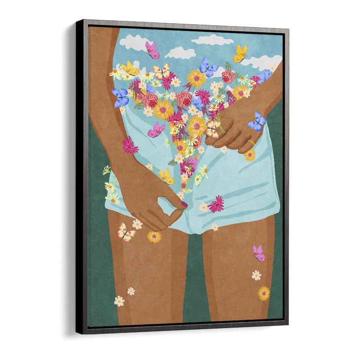 Flower Mood Pop Art Artwork in Black Floater Frame