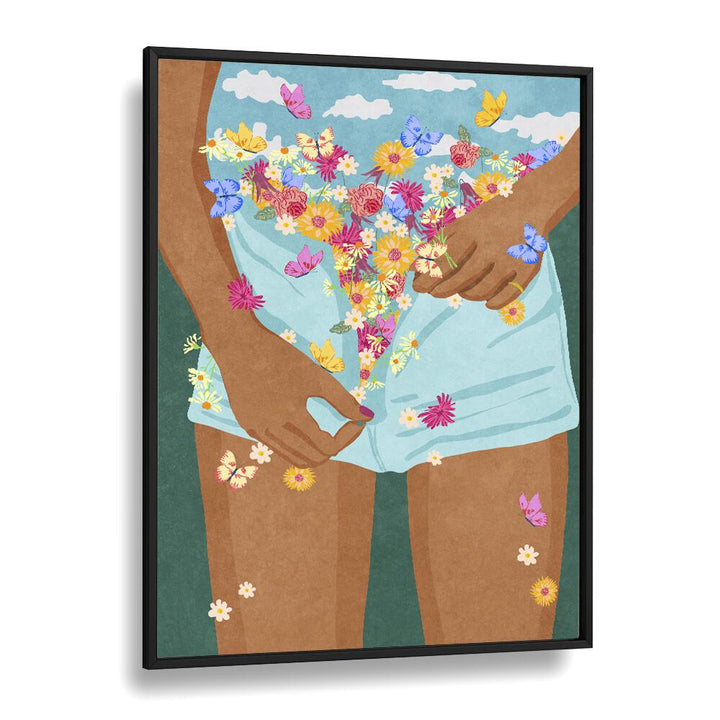 Flower Mood Pop Art Artwork in Black Plain Frame