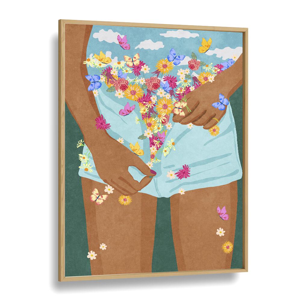 Flower Mood Pop Art Artwork in Oak Wood Plain Frame