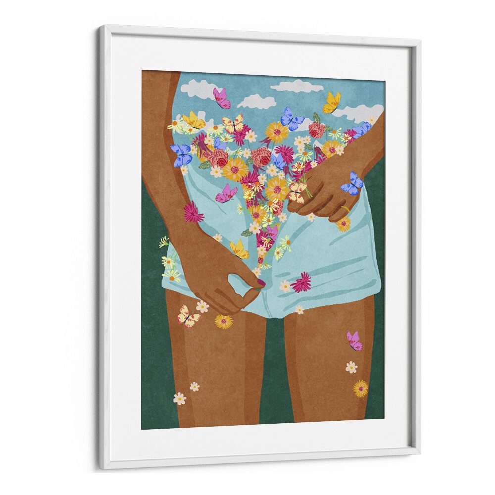 Flower Mood Pop Art Artwork in White Frame With Mount