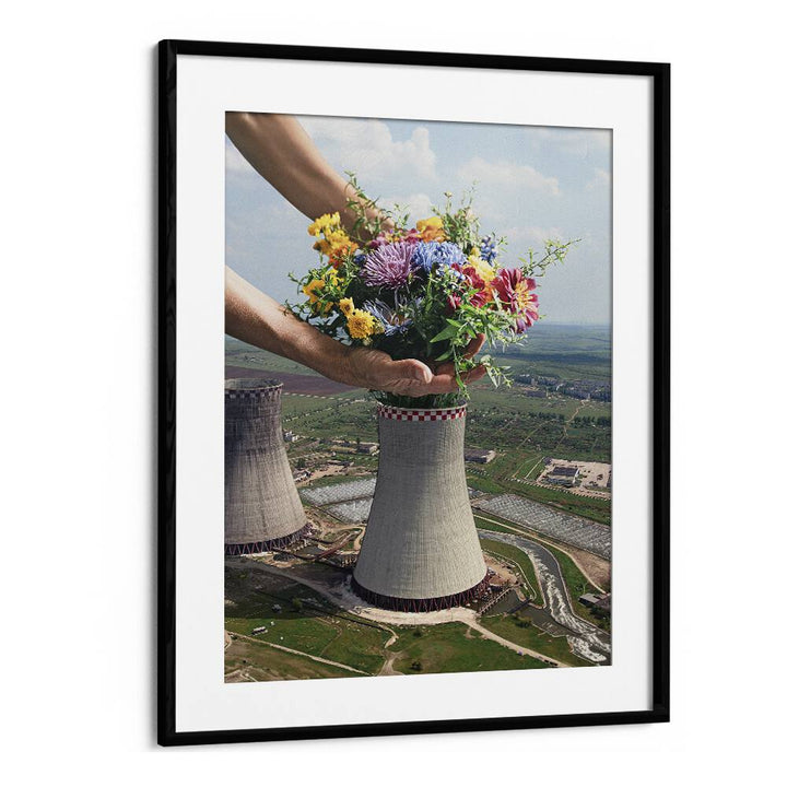 Flower Plant Surreal Art Artwork in Black Frame With Mount
