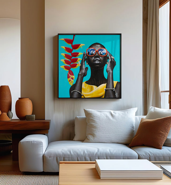 Flower Power By Christian Beijer African Art Artwork Placed on a wall In A Living Room 