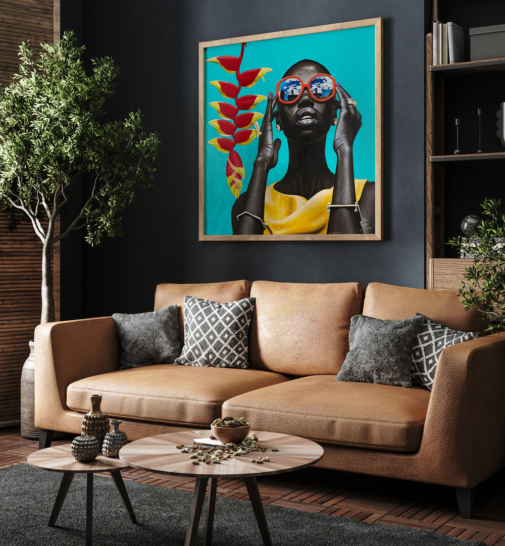 Flower Power By Christian Beijer African Art Artwork Placed on a wall In A Living Room 