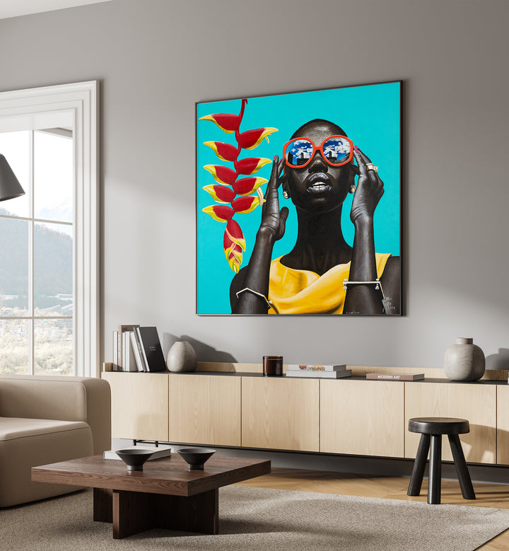 Flower Power By Christian Beijer African Art Artwork Placed on a wall In A Living Room 