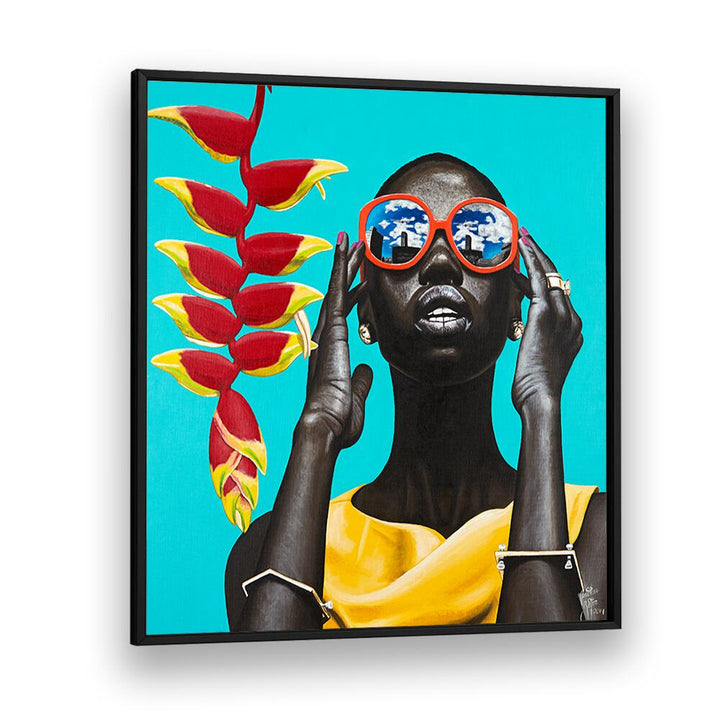 Flower Power By Christian Beijer African Art in Black Plain Frame