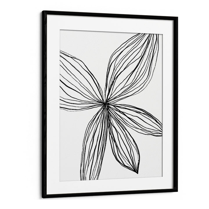 Flowerina III Line Art Artwork in Black Frame With Mount