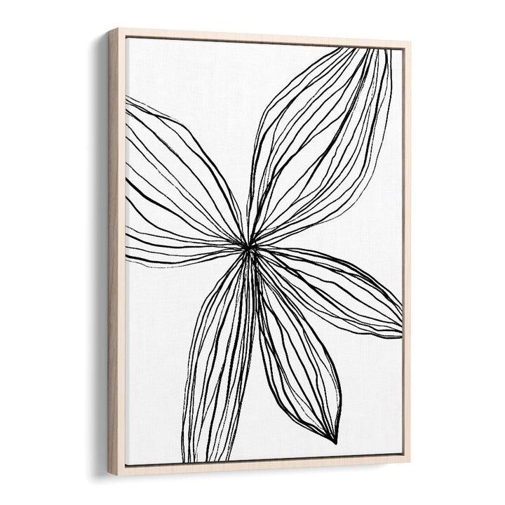 Flowerina III Line Art Artwork in Oak Wood Floater Frame