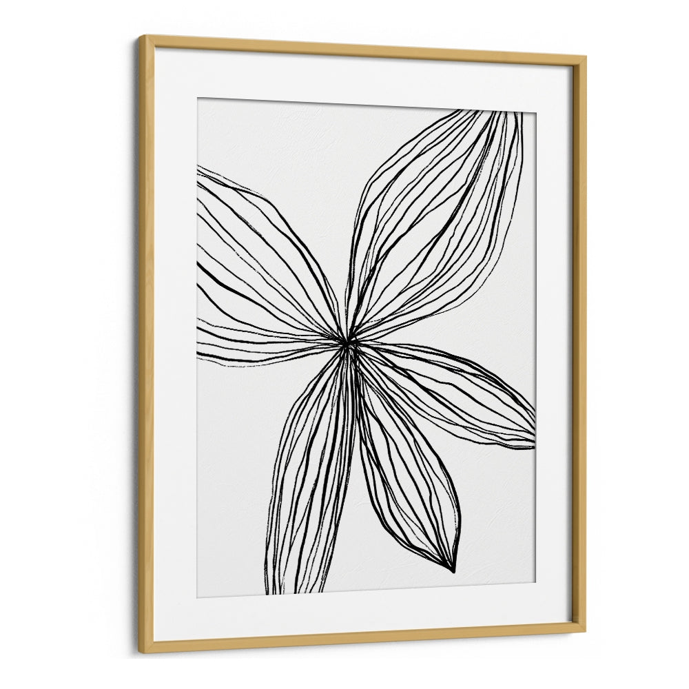 Flowerina III Line Art Artwork in Oak Wood Frame With Mount