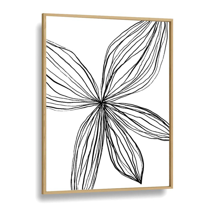 Flowerina III Line Art Artwork in Oak Wood Plain Frame