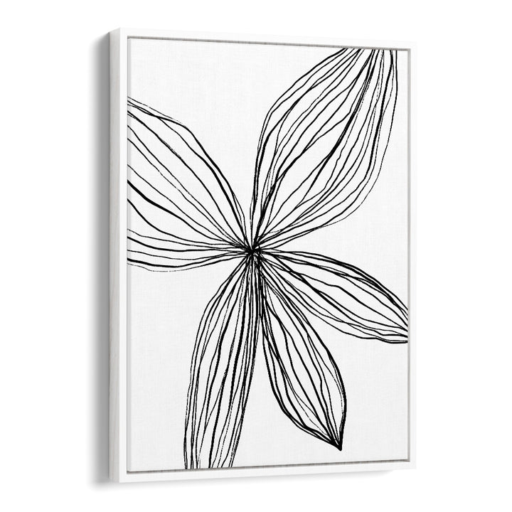 Flowerina III Line Art Artwork in White Floater Frame