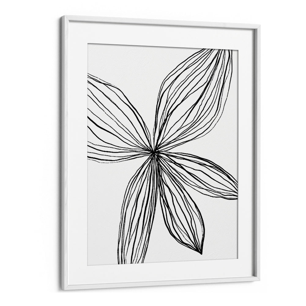 Flowerina III Line Art Artwork in White Frame With Mount