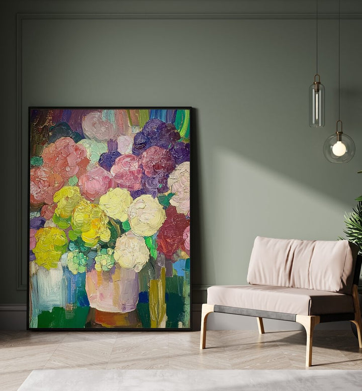 Bright and colorful FLOWER IN A VASE III artwork, perfect for enhancing your home decor style.