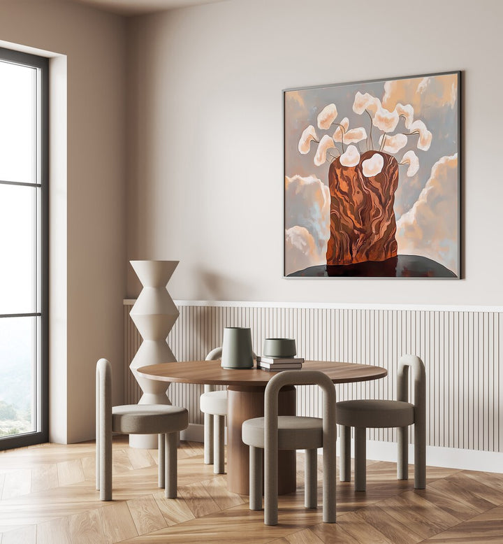Stylish home setting featuring the FLOWER POT ABSTRACT II, perfect for showcasing your favorite plants.