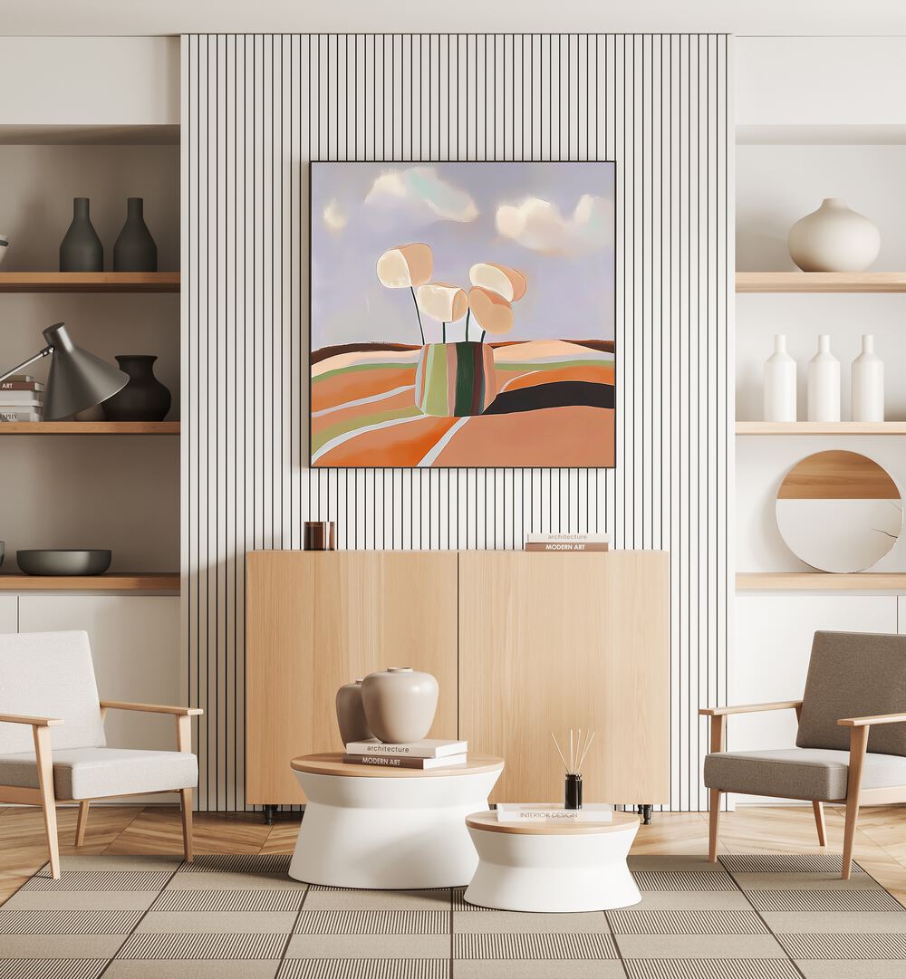 Stylish home decor featuring the FLOWER POT ABSTRACT III, perfect for showcasing plants with modern elegance.